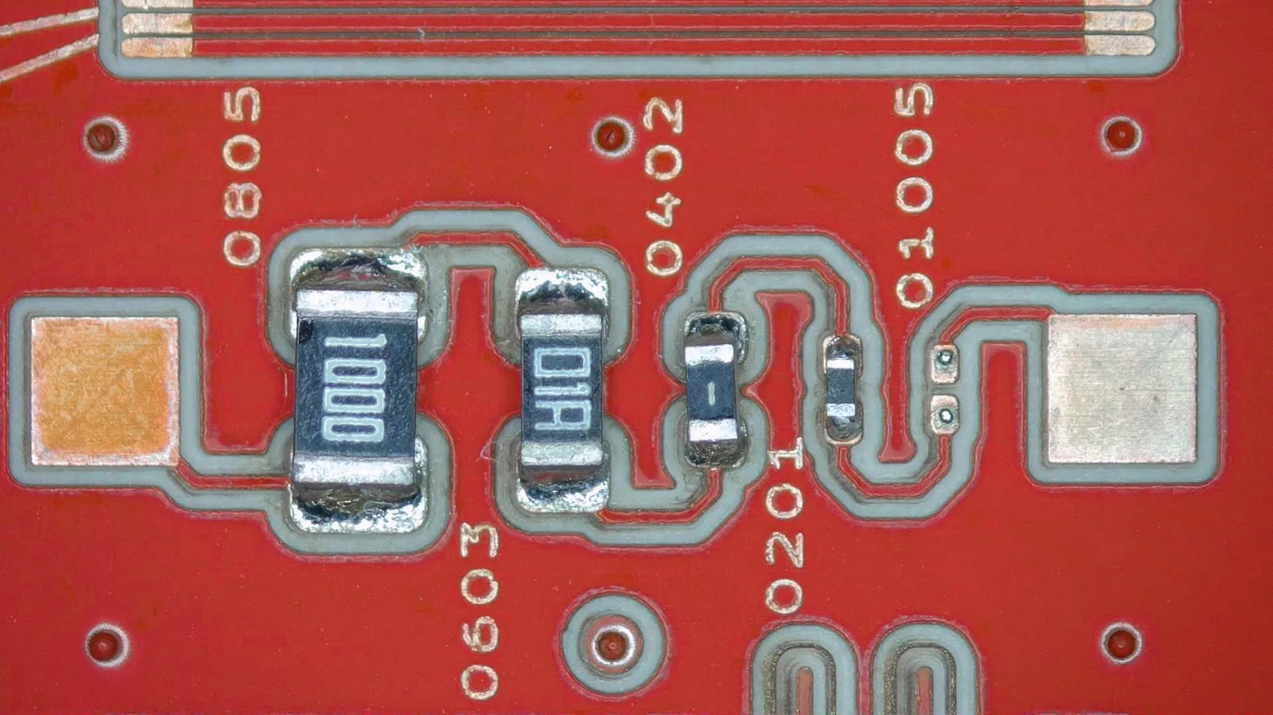 0201, 0402 and 0603 passives on a PewCB board