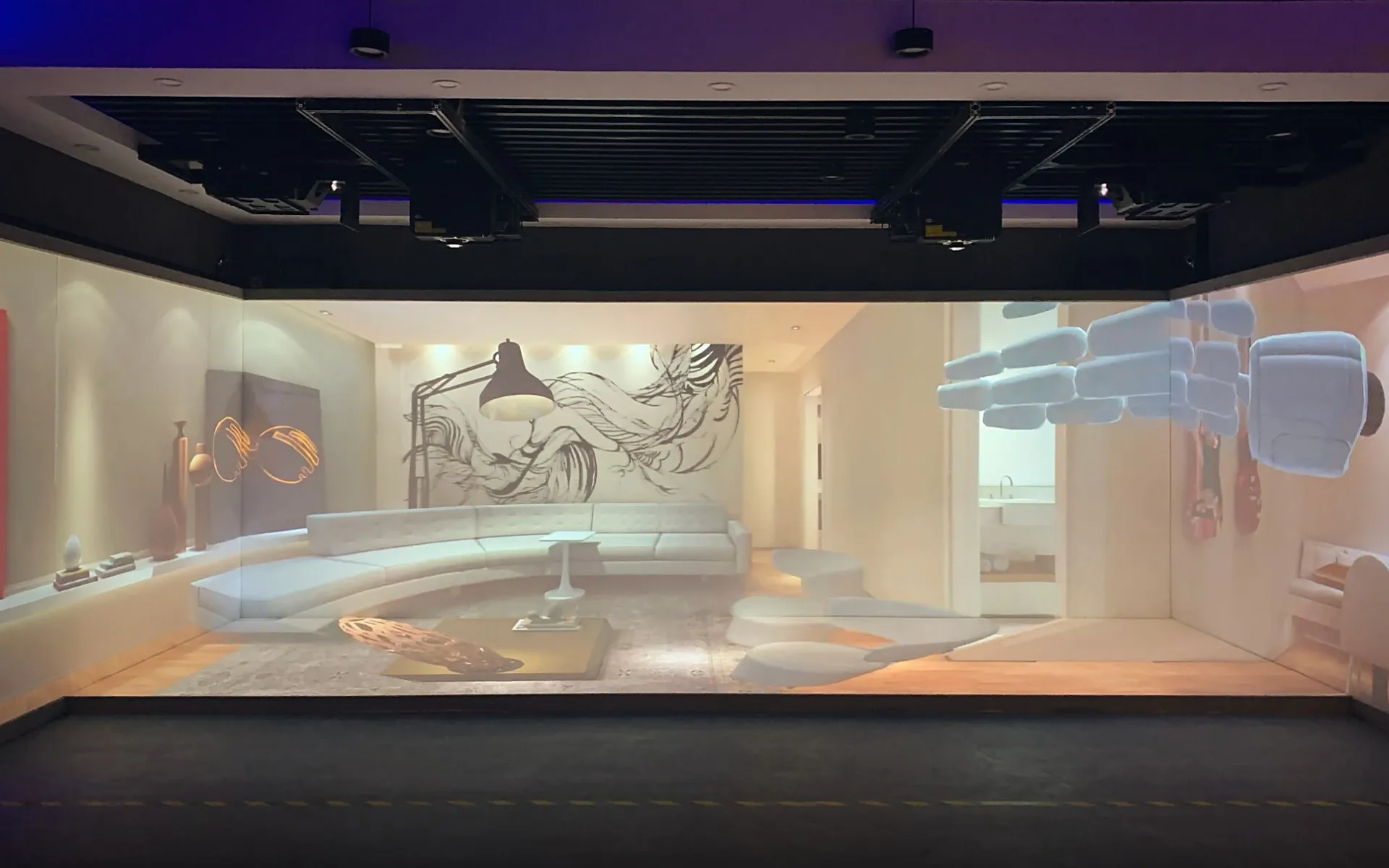 CAVE immersive room with projected walls, an XR Lab built by Aedu AI
